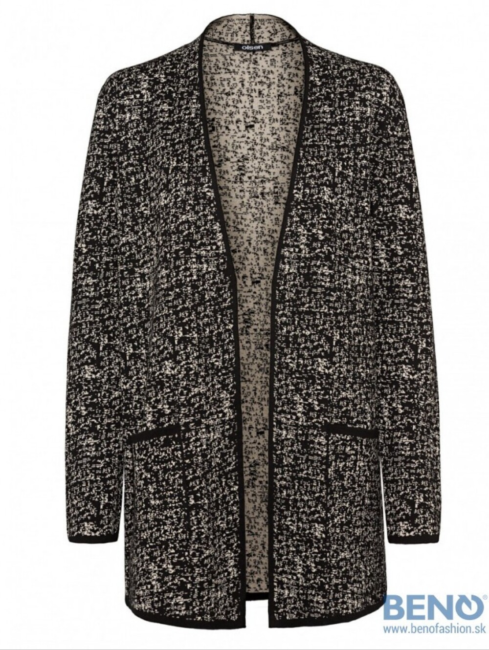 Olsen Graphic Pixelated Knit Open Front Cardigan Sz S